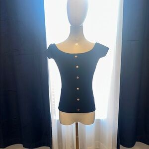 Black Buttoned Women's Top